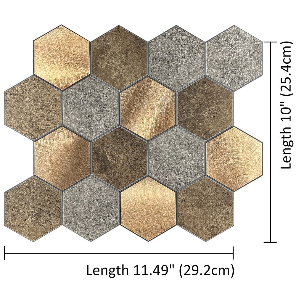 Zelfklevende tegels - Hexagon Mixed Copper XL - 29,2 x 25,4 cm - afbeelding 5