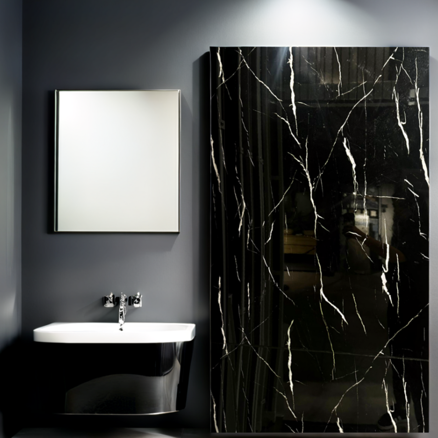 PVC Marmer Plaat - Black Marmer - Hoogglans - 280 x 120 cm - afbeelding 3