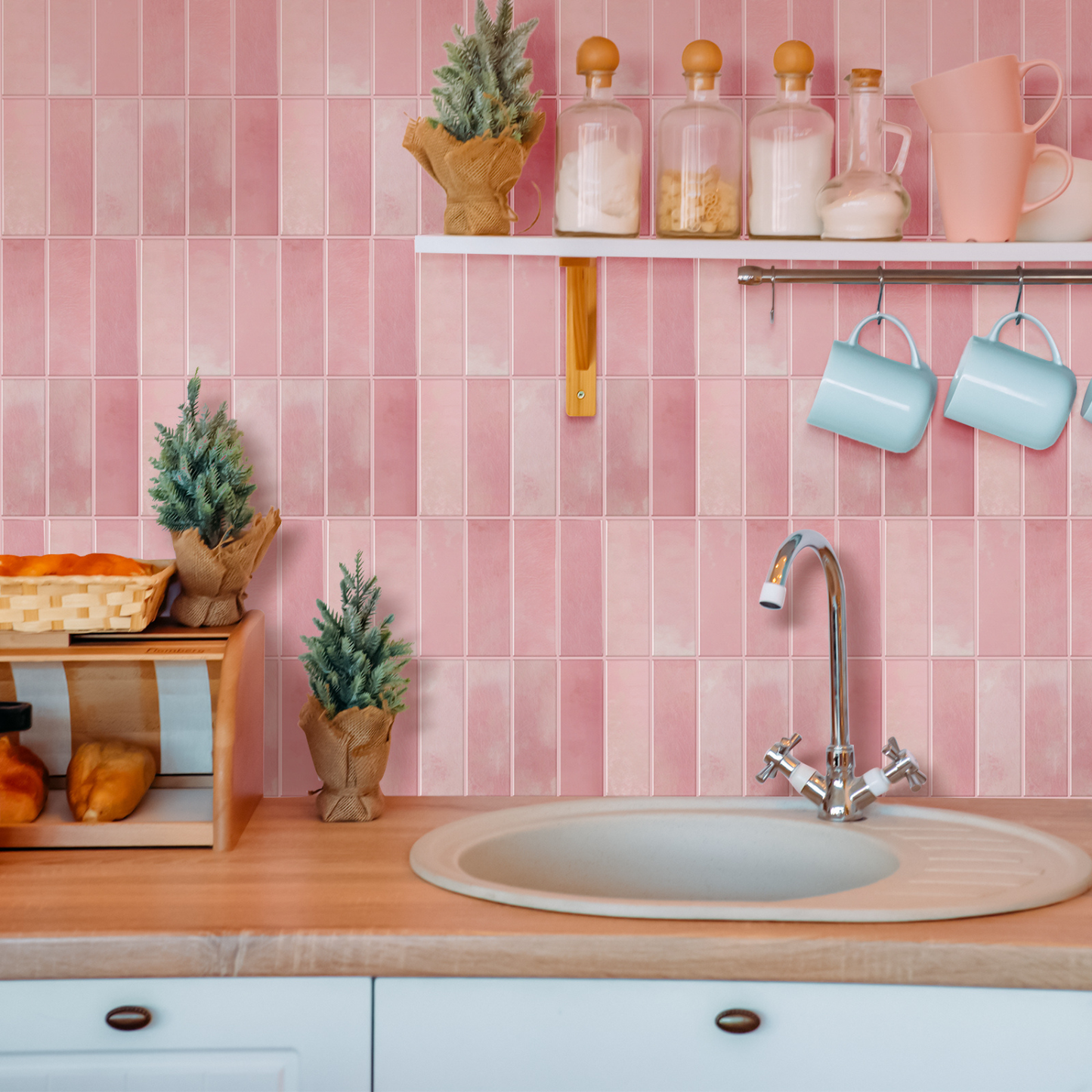 Plaktegels – Cherry Pink - 30,5 x 30,5 cm - Set van 5 - afbeelding 4