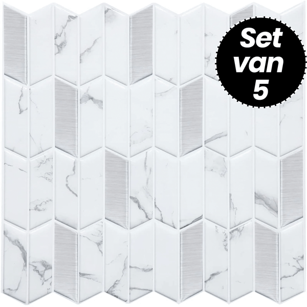 Plaktegels – Dubai White - 30,5 x 30,5 cm - Set van 5