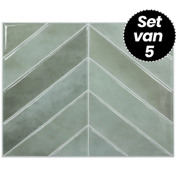 Plaktegels – Rio Visgraat - 29 cm x 22,9 cm - Set van 5