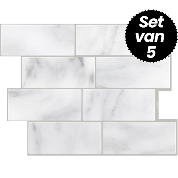 Plaktegels – Marble Madrid - 29,4 x 21,2 cm - Set van 5