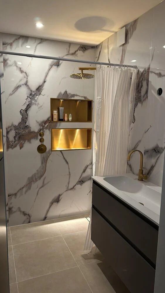 PVC Marmer Plaat - Gold Marmer - Hoogglans - 280 x 120 cm