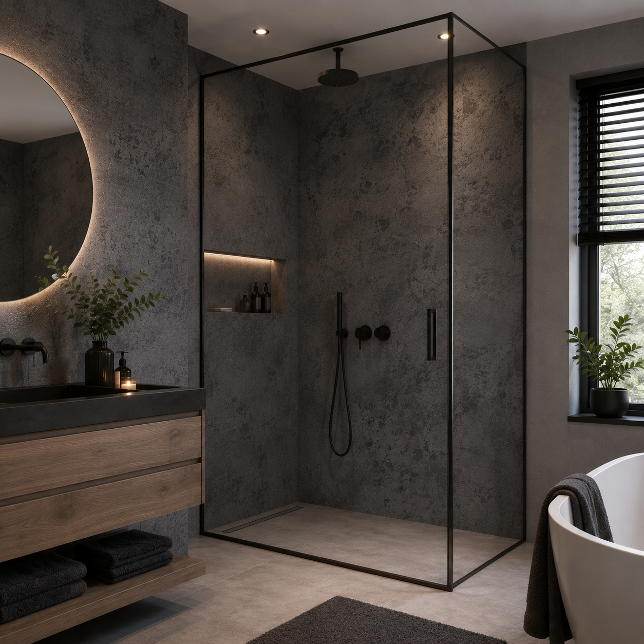 Zelfklevend behang - Dark Concrete - 60 cm x 10 m