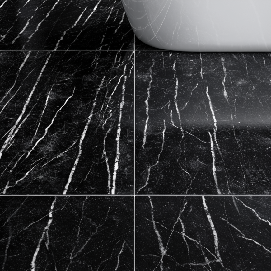 Zelfklevende Vloertegels - Calacatta Black - 30,5 x 30,5 cm