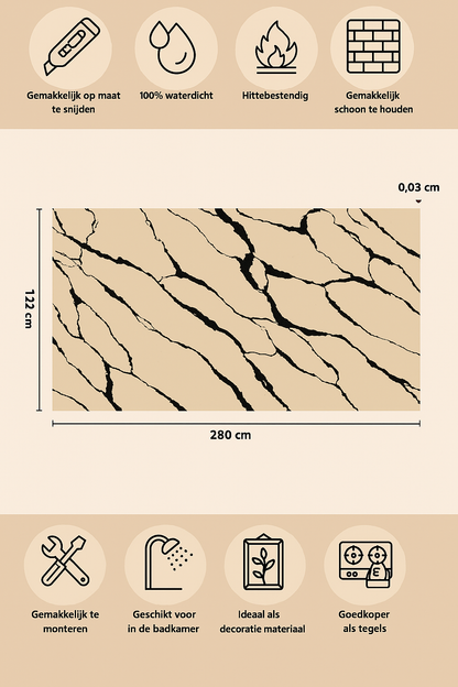 Marmerlook PVC wandpaneel afmetingen en eigenschappen