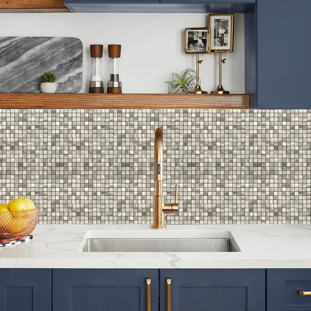 Zelfklevende tegels - Squares Gold - 26,5 x 26,5 cm - afbeelding 2