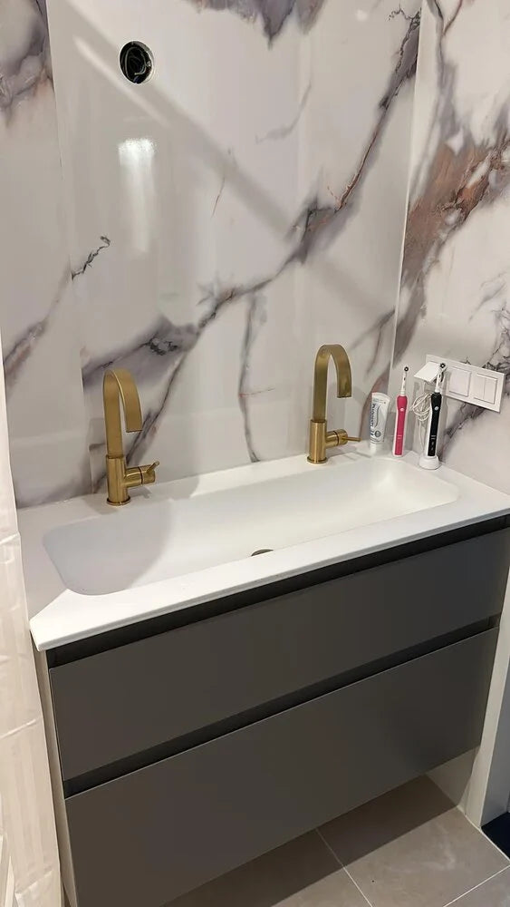 PVC Marmer Plaat - Gold Marmer - Hoogglans - 280 x 120 cm - afbeelding 2