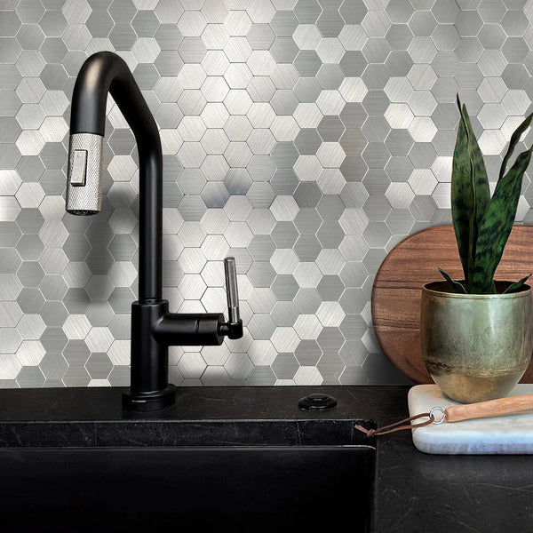Zelfklevende tegels - Hexagon Silver - 29,1 x 28,6 cm - afbeelding 2