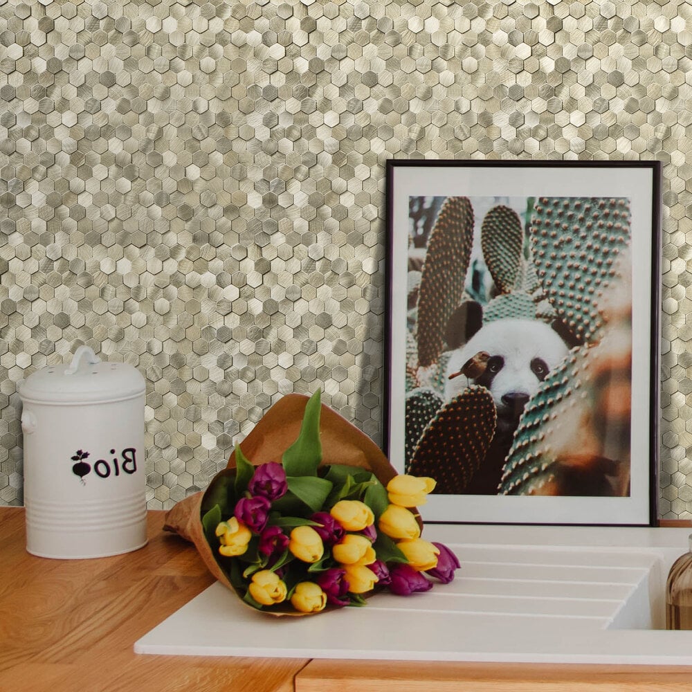 Zelfklevende tegels - Hexagon Mini Gold - 30,8 x 29,8 cm - afbeelding 2