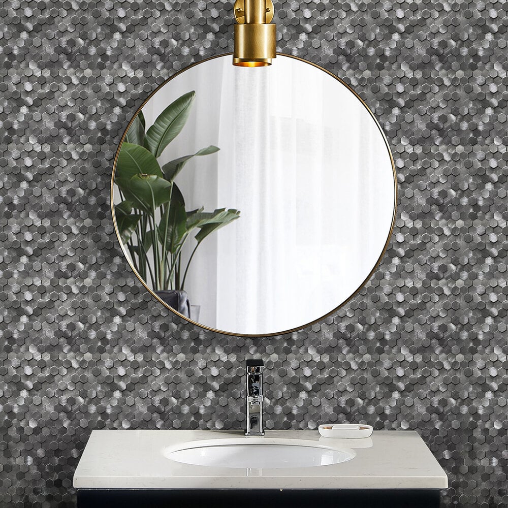 Zelfklevende tegels - Hexagon Mini Black - 30,6 x 30,7 cm - afbeelding 2