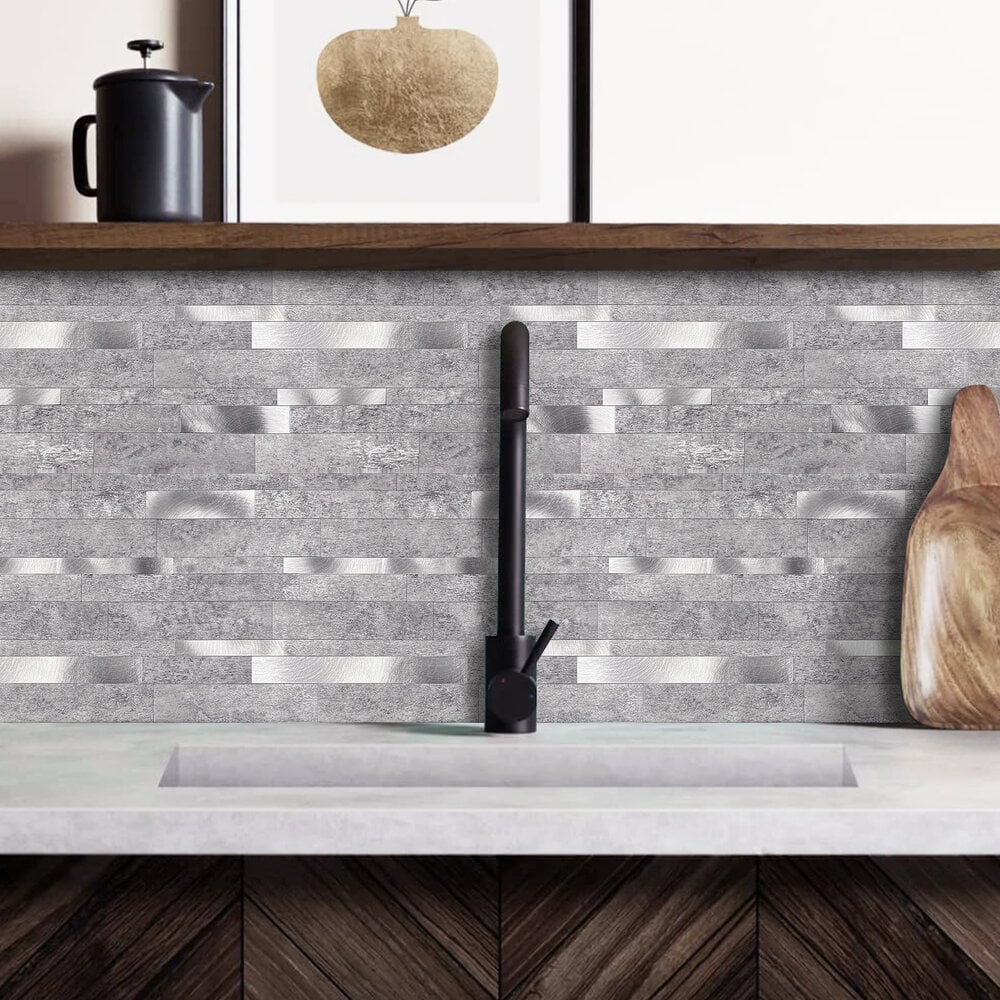 Zelfklevende tegels - Rectangle Grey - 30,3 x 29,8 cm - afbeelding 2