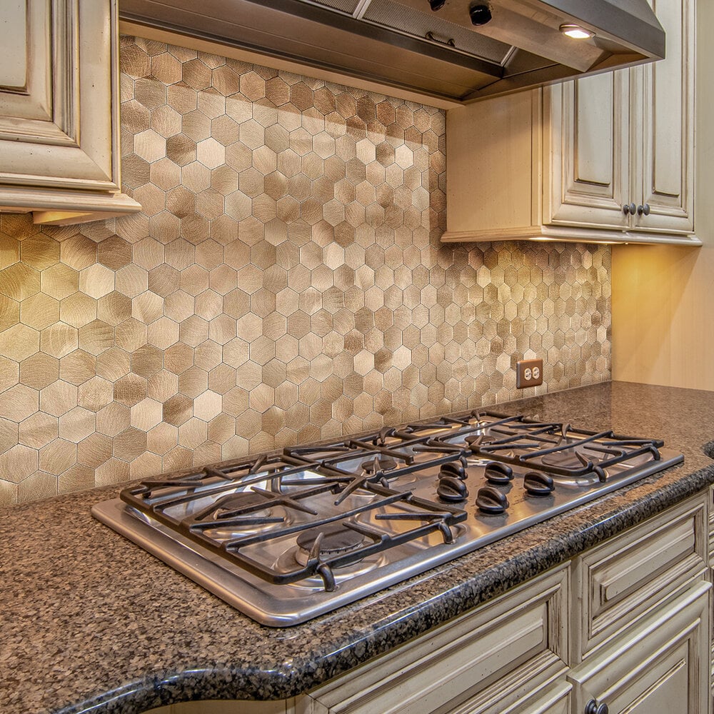 Zelfklevende tegels - Hexagon Bronze - 29,1 x 28,6 cm - afbeelding 2