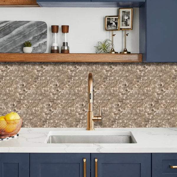 Zelfklevende tegels - Hexagon Mini Bronze - 30,8 x 29,8 cm - afbeelding 2