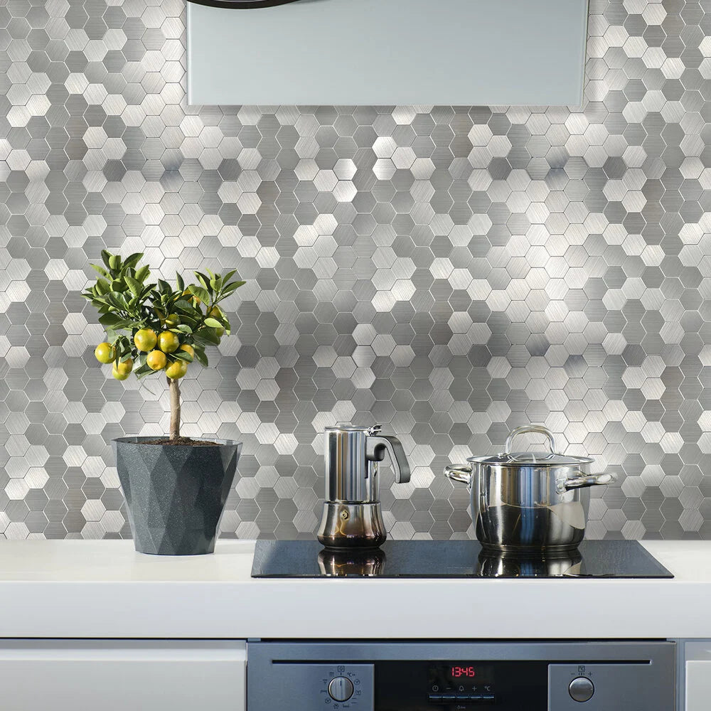Zelfklevende tegels - Hexagon Silver - 29,1 x 28,6 cm - afbeelding 3