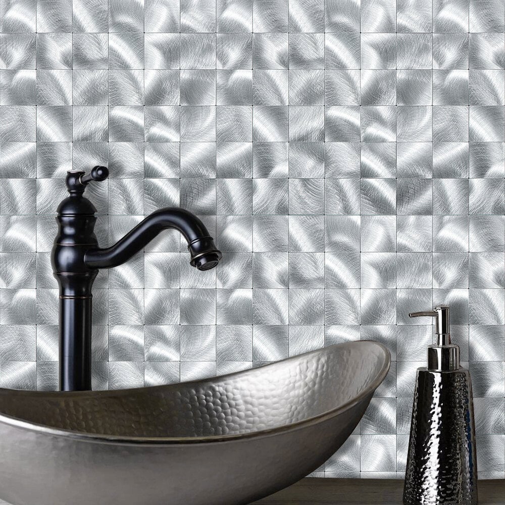 Zelfklevende tegels - Brushed Silver - 30,5 x 30,5 cm - afbeelding 3