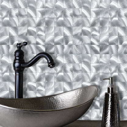 Zelfklevende tegels - Brushed Silver - 30,5 x 30,5 cm - afbeelding 3