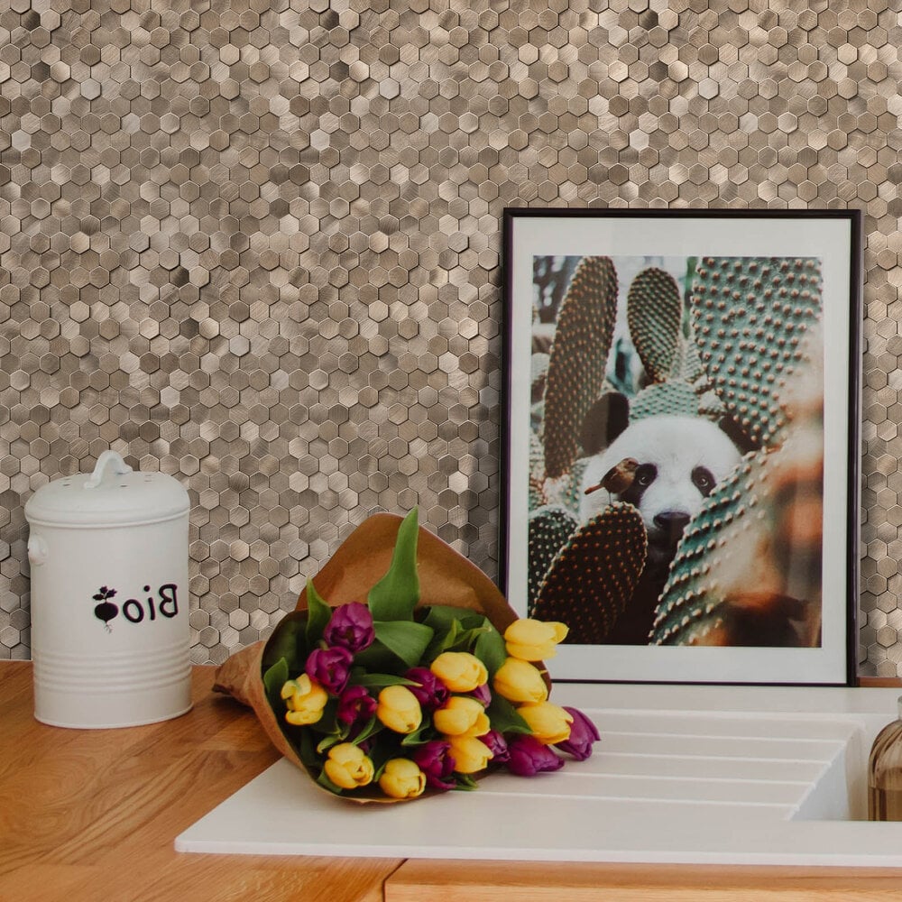 Zelfklevende tegels - Hexagon Mini Bronze - 30,8 x 29,8 cm - afbeelding 3