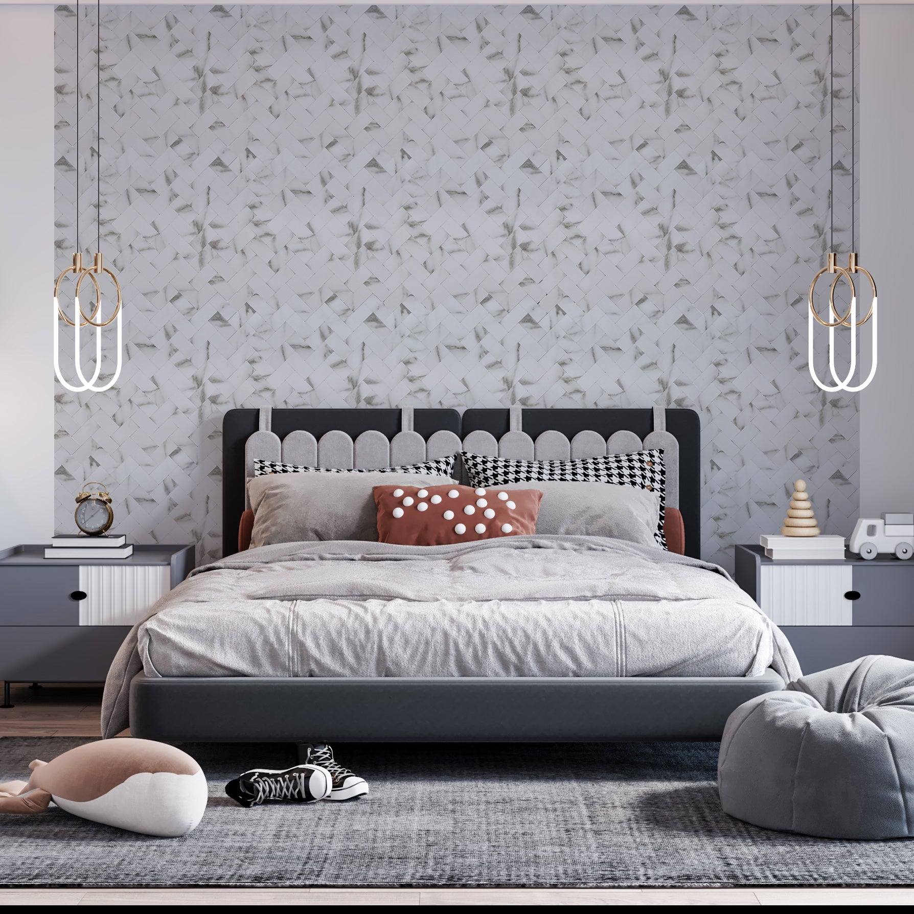 Zelfklevende tegels - Visgraat White Marmer -  28,5 x 28,3 cm - afbeelding 3