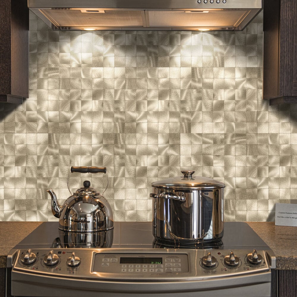 Zelfklevende tegels - Brushed Gold-  30,5 x 30,5 cm - afbeelding 3