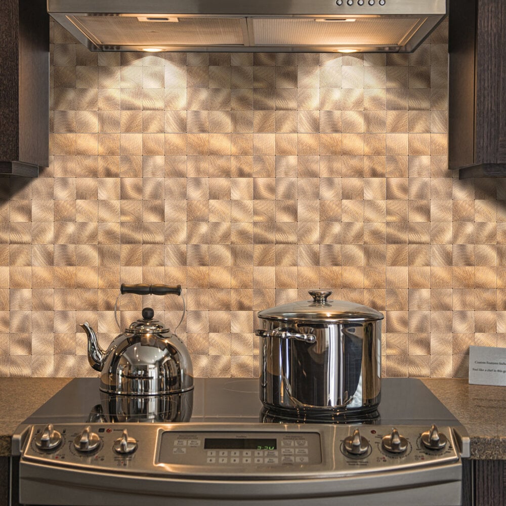 Zelfklevende tegels - Brushed Bronze -  30,5 x 30,5 cm - afbeelding 3