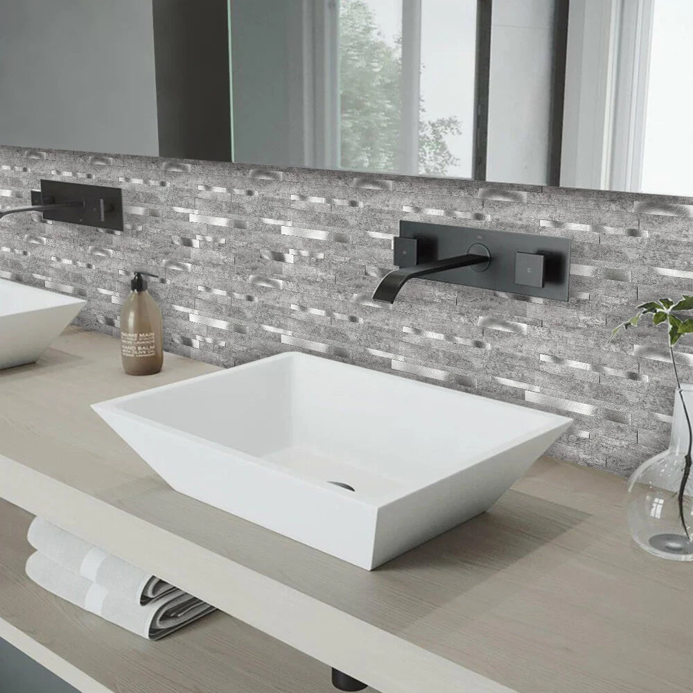 Zelfklevende tegels - Rectangle Grey - 30,3 x 29,8 cm - afbeelding 3