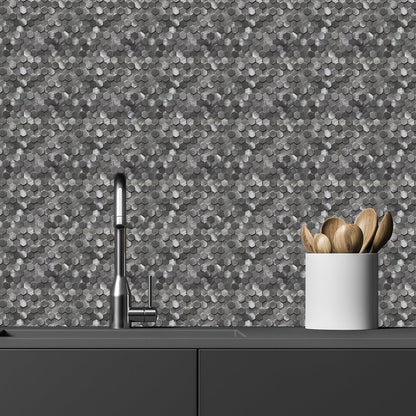 Zelfklevende tegels - Hexagon Mini Black - 30,6 x 30,7 cm - afbeelding 3