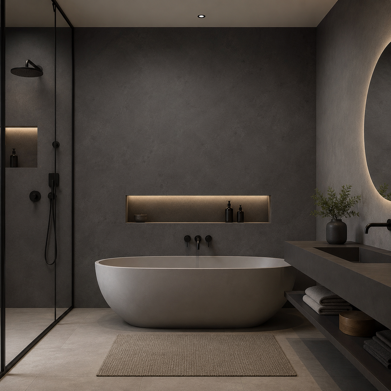 Zelfklevend behang - Dark Cement - 60 cm x 10 m