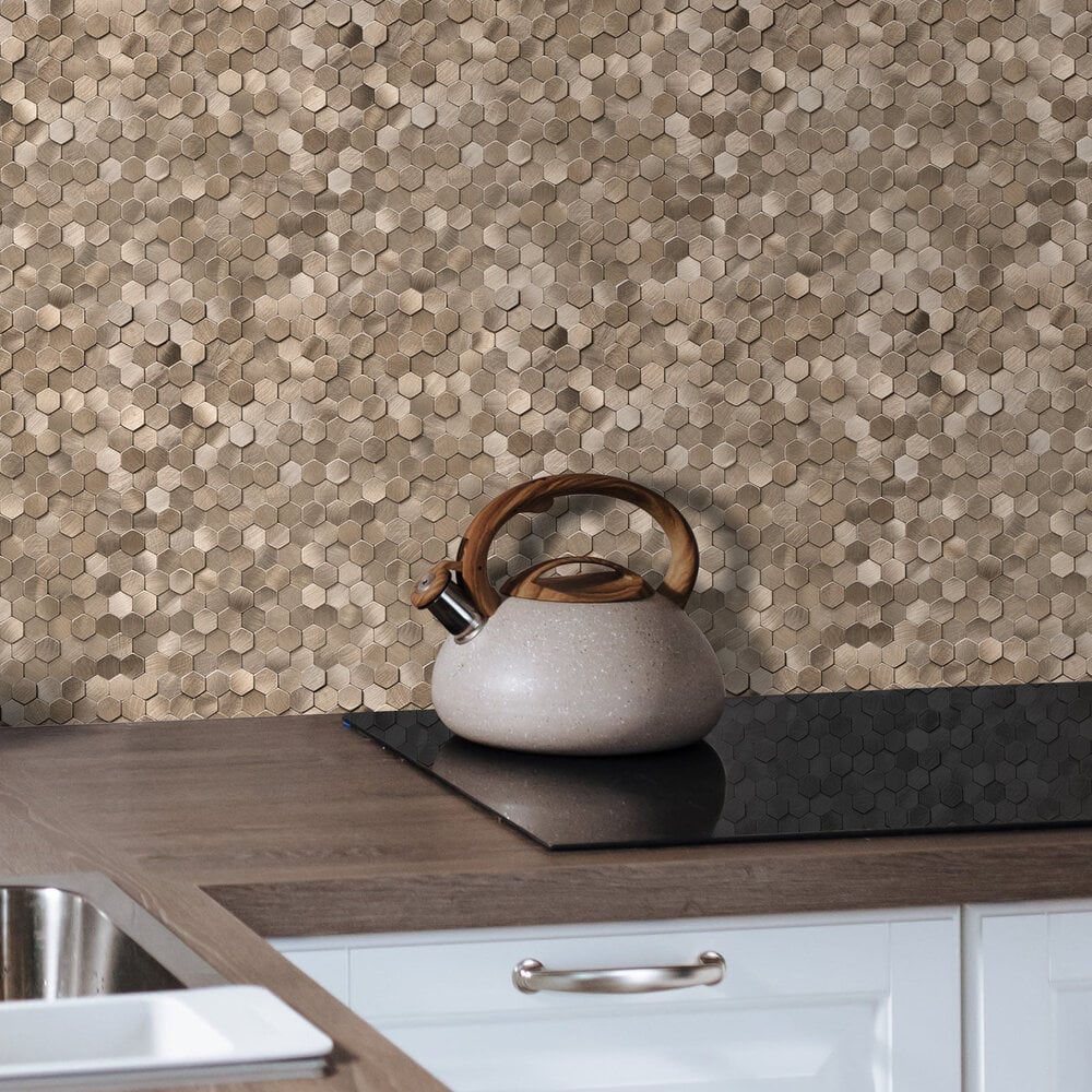 Zelfklevende tegels - Hexagon Mini Bronze - 30,8 x 29,8 cm - afbeelding 4