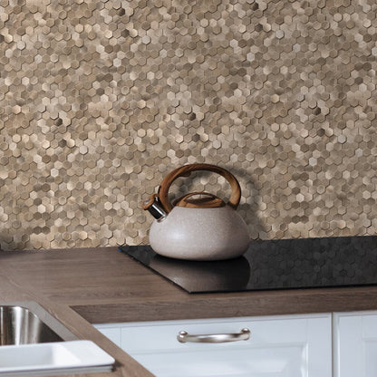 Zelfklevende tegels - Hexagon Mini Bronze - 30,8 x 29,8 cm - afbeelding 4
