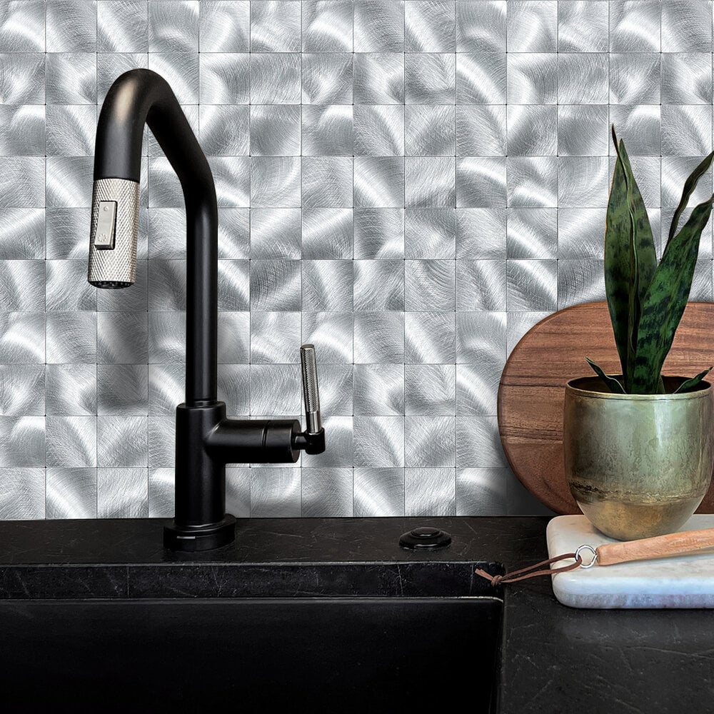 Zelfklevende tegels - Brushed Silver - 30,5 x 30,5 cm - afbeelding 4