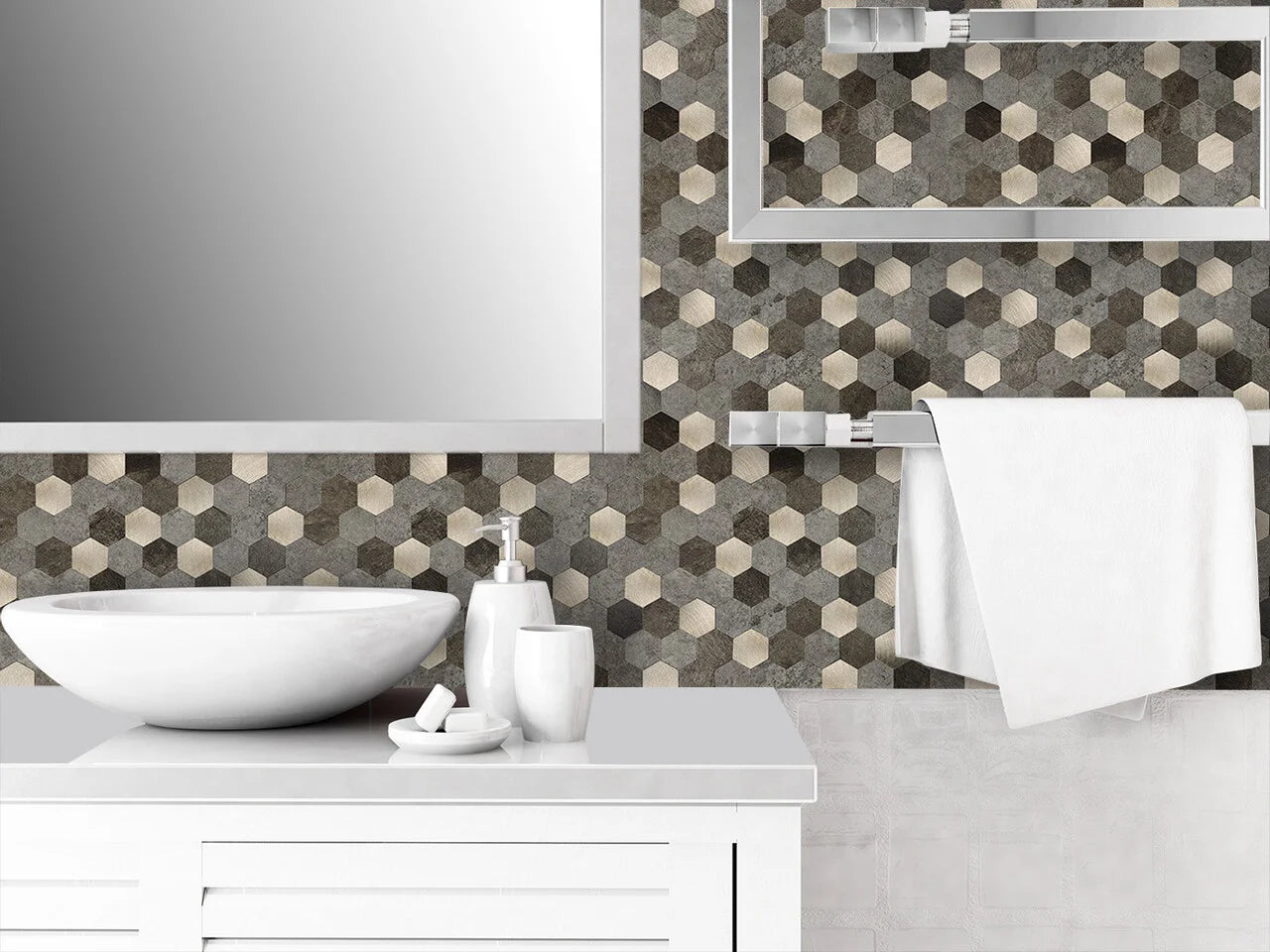 Zelfklevende tegels - Hexagon Mixed Gold -  28,8 x 28 cm - afbeelding 4