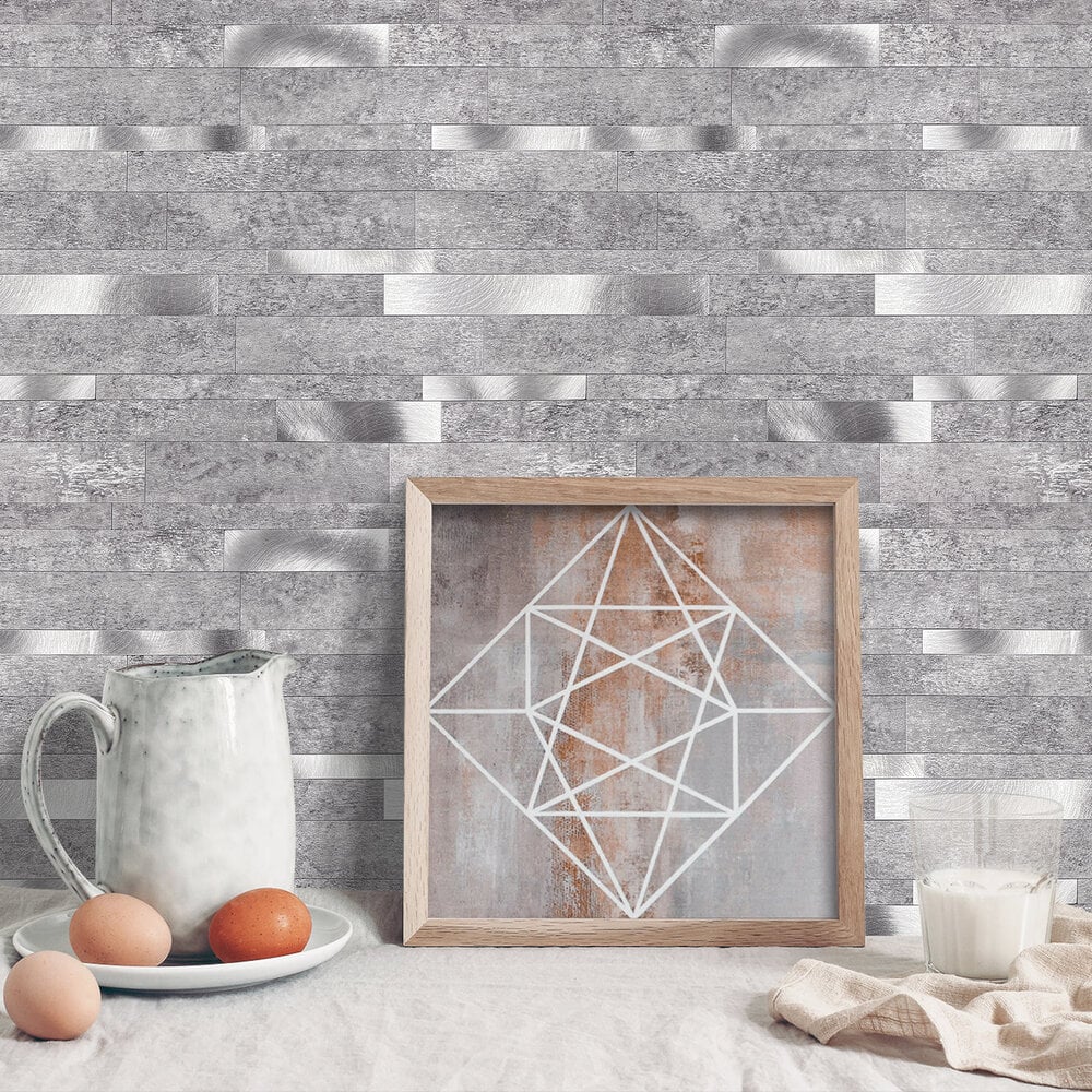 Zelfklevende tegels - Rectangle Grey - 30,3 x 29,8 cm - afbeelding 4