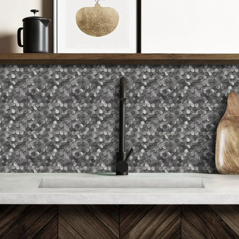 Zelfklevende tegels - Hexagon Mini Black - 30,6 x 30,7 cm - afbeelding 5