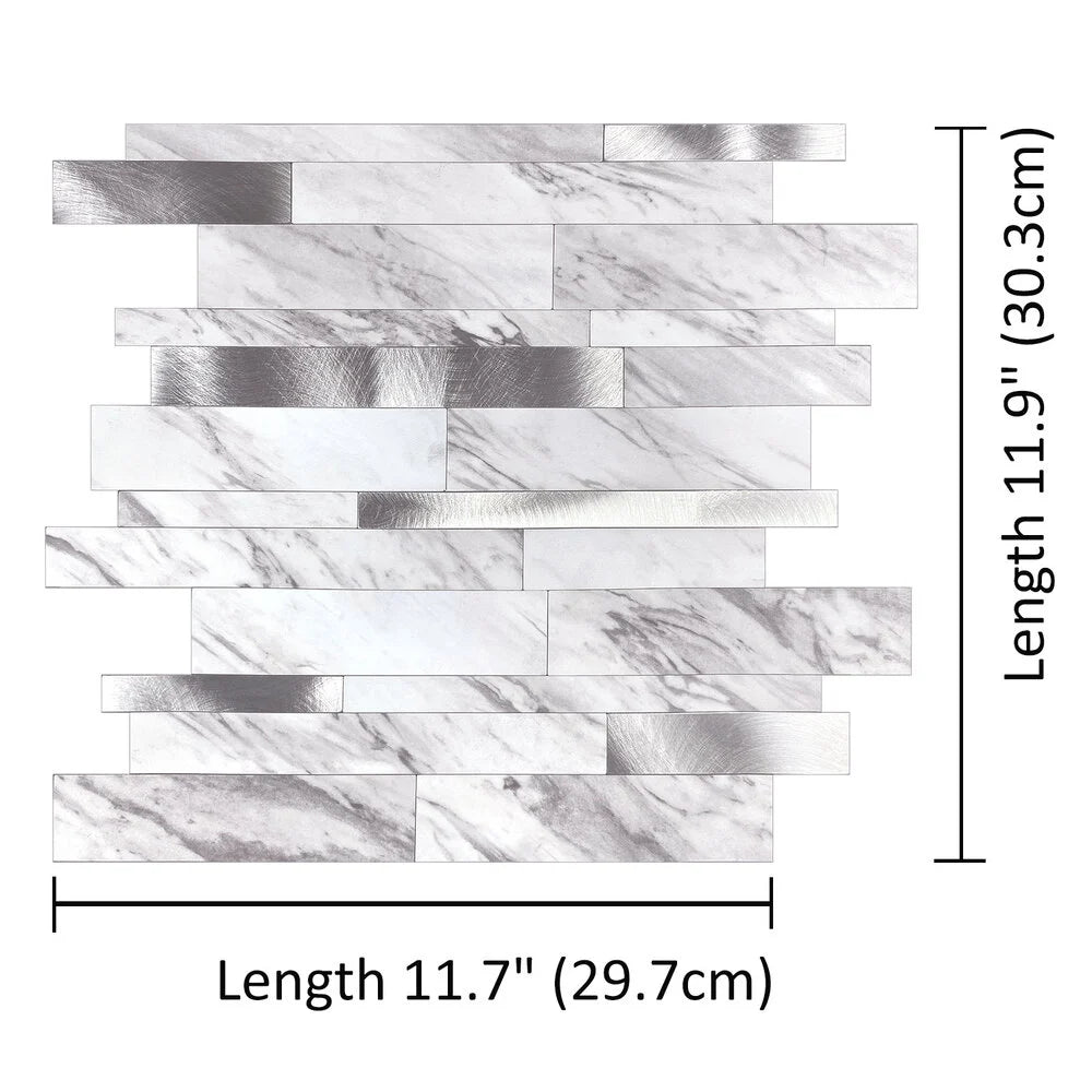 Zelfklevende tegels - Rectangle White Marmer - 30,3 x 29,8 cm - afbeelding 5