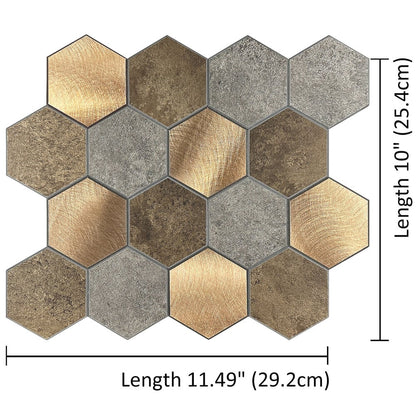 Zelfklevende tegels - Hexagon Mixed Copper XL -  29,2 x 25,4 cm - afbeelding 5