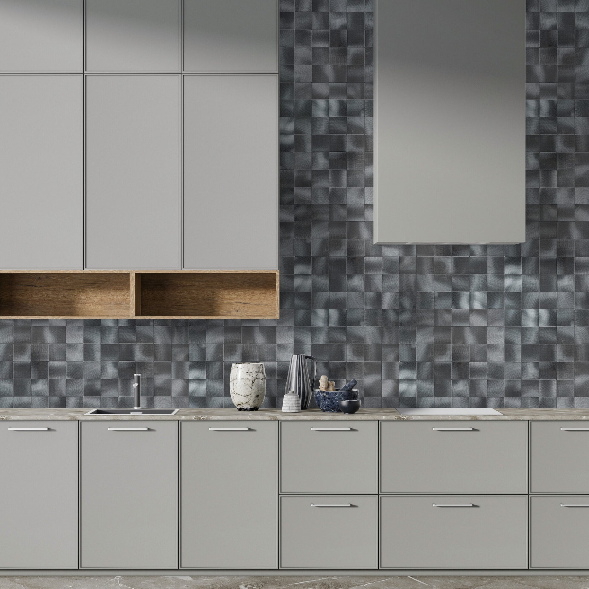 Zelfklevende tegels - Brushed Black -  30,5 x 30,5 cm - afbeelding 2