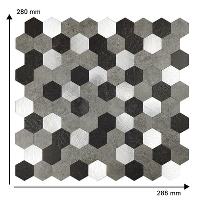 Zelfklevende tegels - Hexagon Mixed Black - 28,8 x 28 cm - afbeelding 6