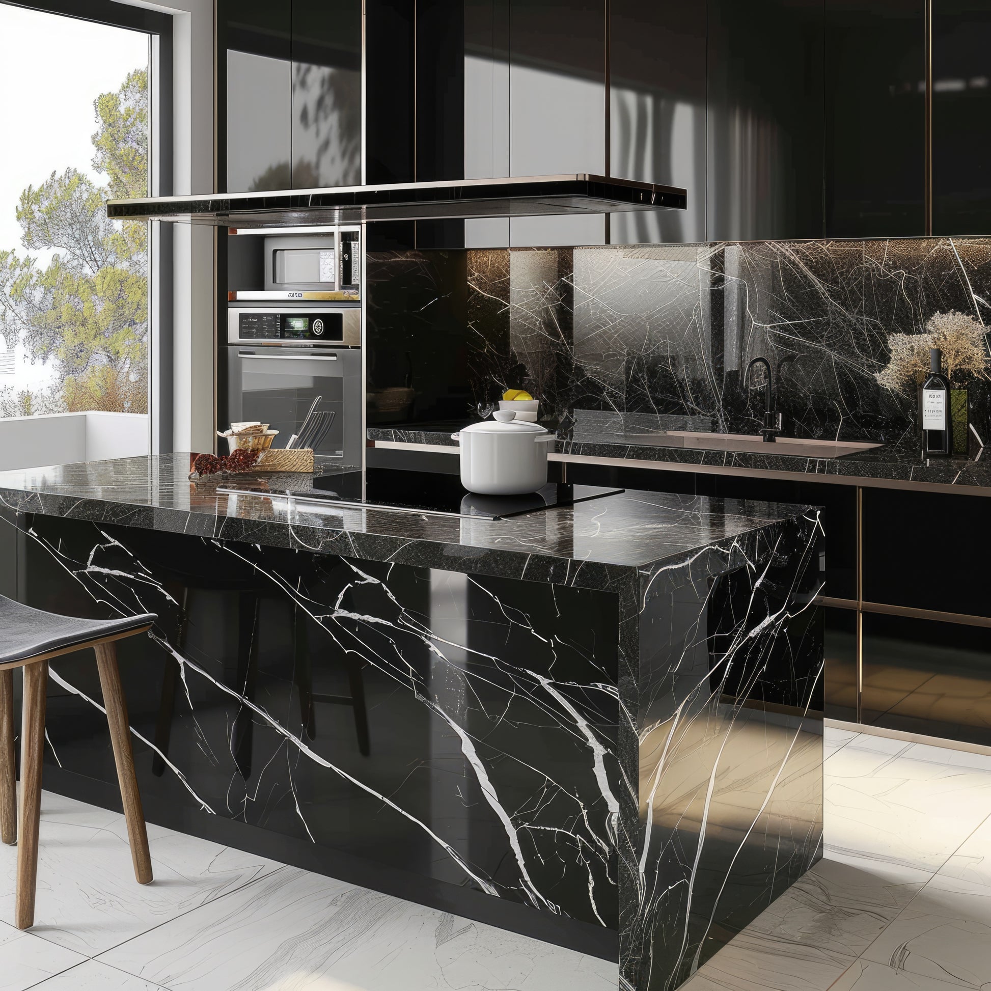 Zelfklevend behang - Black Marmer - 60 cm x 10 m - afbeelding 5