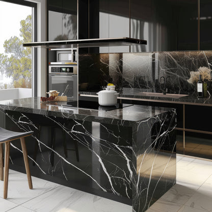 Zelfklevend behang - Black Marmer - 60 cm x 10 m - afbeelding 5