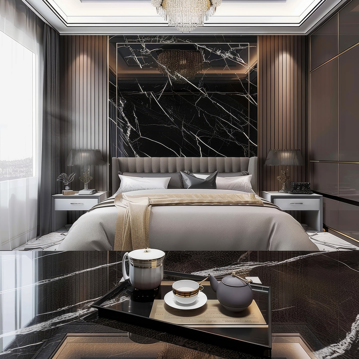 Zelfklevend behang - Black Marmer - 60 cm x 10 m - afbeelding 6