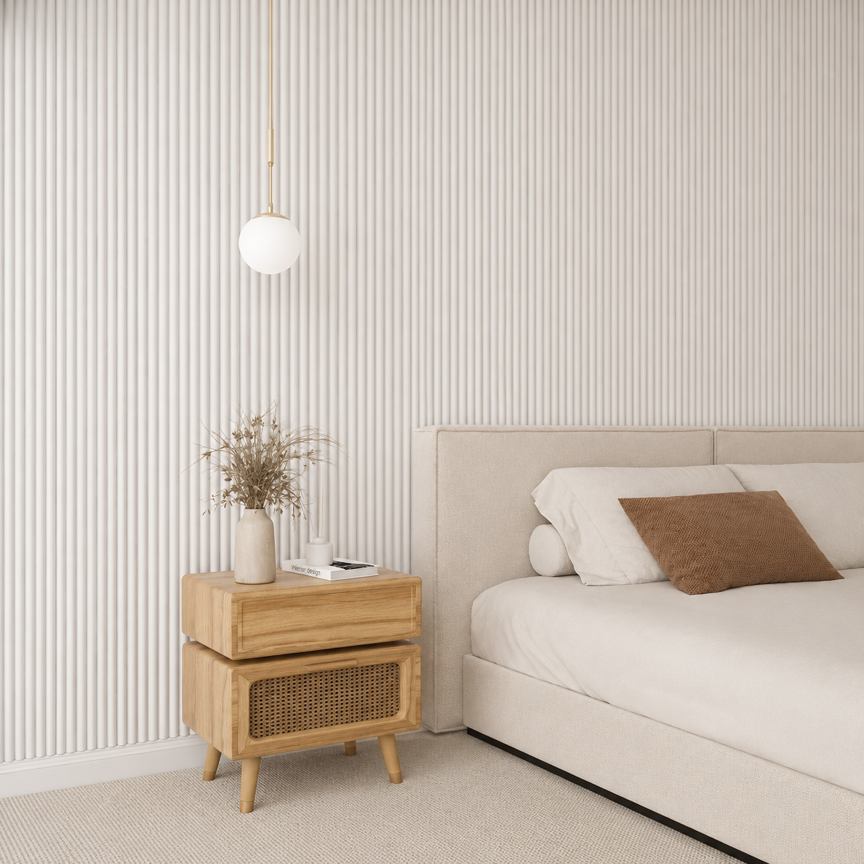 Akoestisch paneel - Wit Eiken - Ronde Latten - 270 x 60 cm