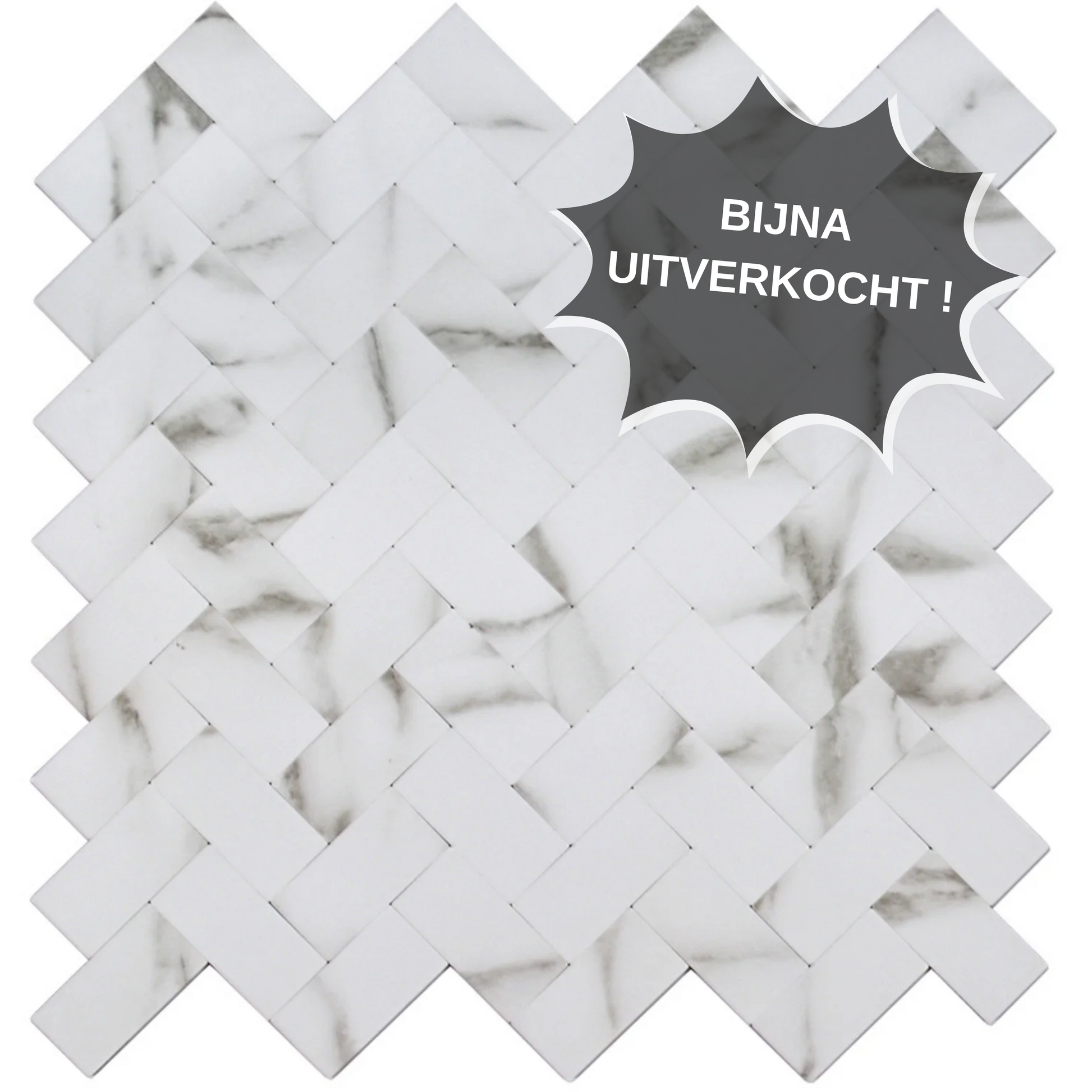 Zelfklevende tegels - Visgraat White Marmer -  28,5 x 28,3 cm