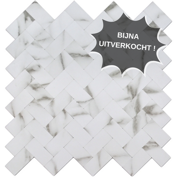 Zelfklevende tegels - Visgraat White Marmer -  28,5 x 28,3 cm