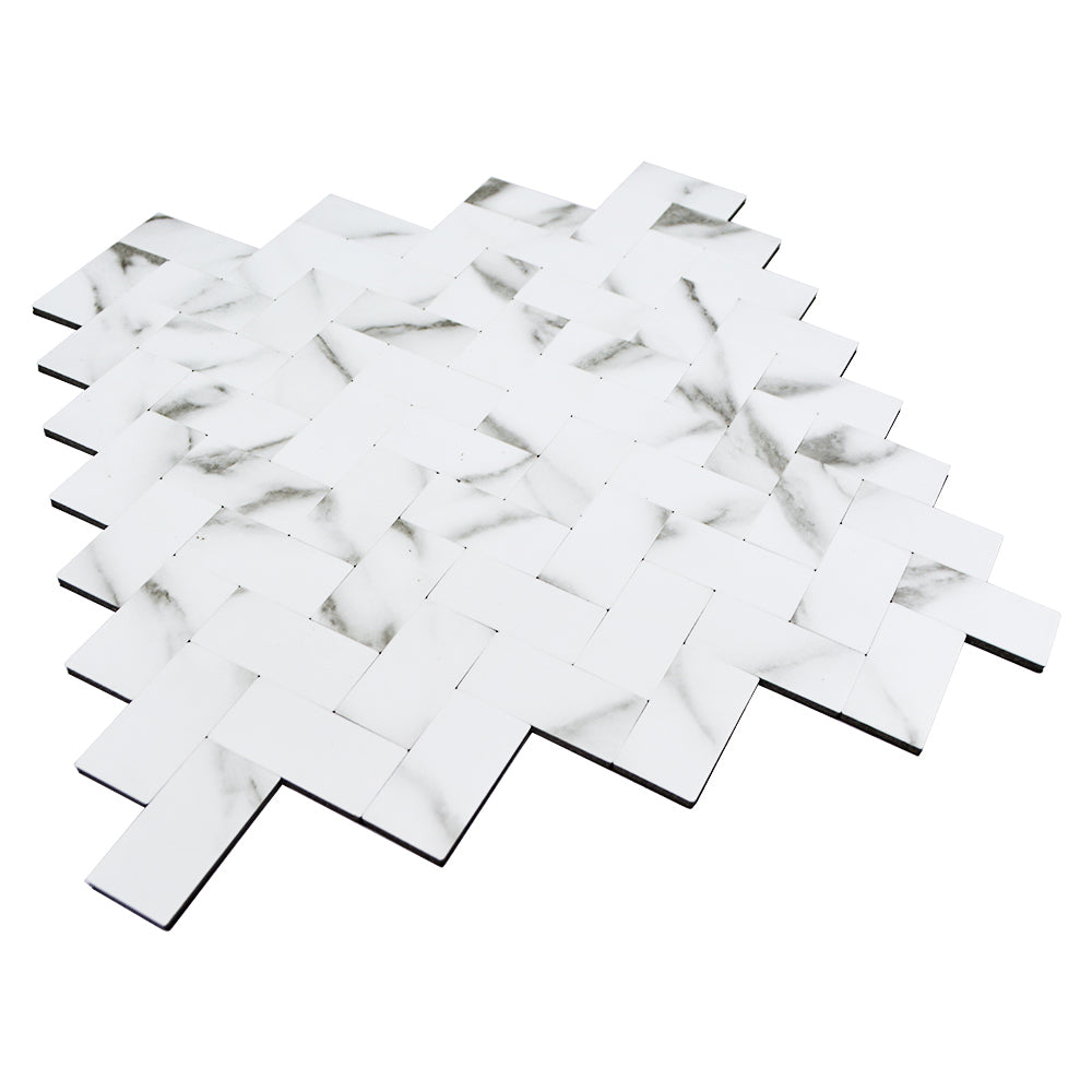 Zelfklevende tegels - Visgraat White Marmer -  28,5 x 28,3 cm - afbeelding 5