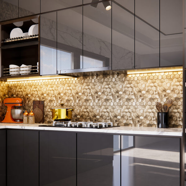 Zelfklevende tegels - Hexagon Gold -  29 x 28,8 cm - afbeelding 2