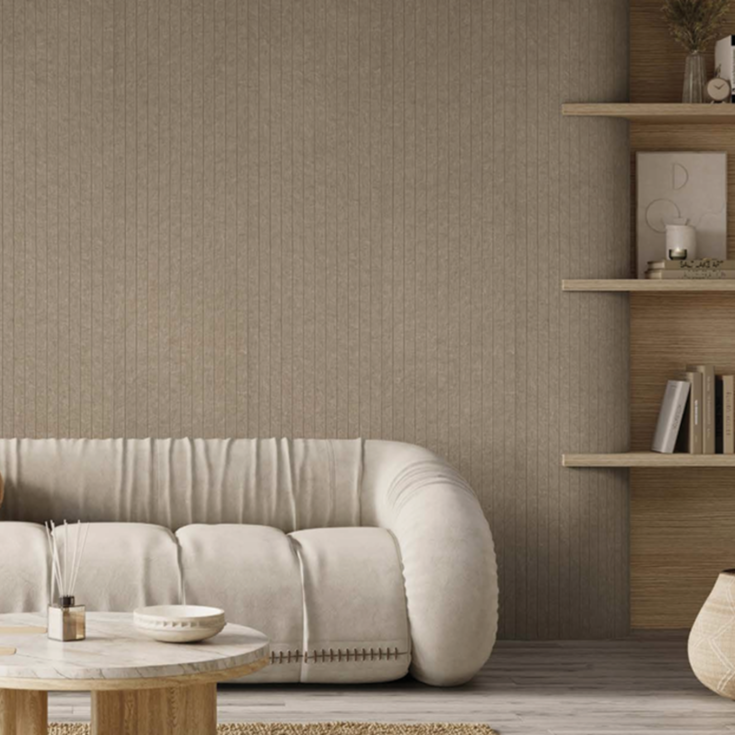 Akoestisch paneel - Viltpaneel Taupe - 280 x 60 cm - afbeelding 2