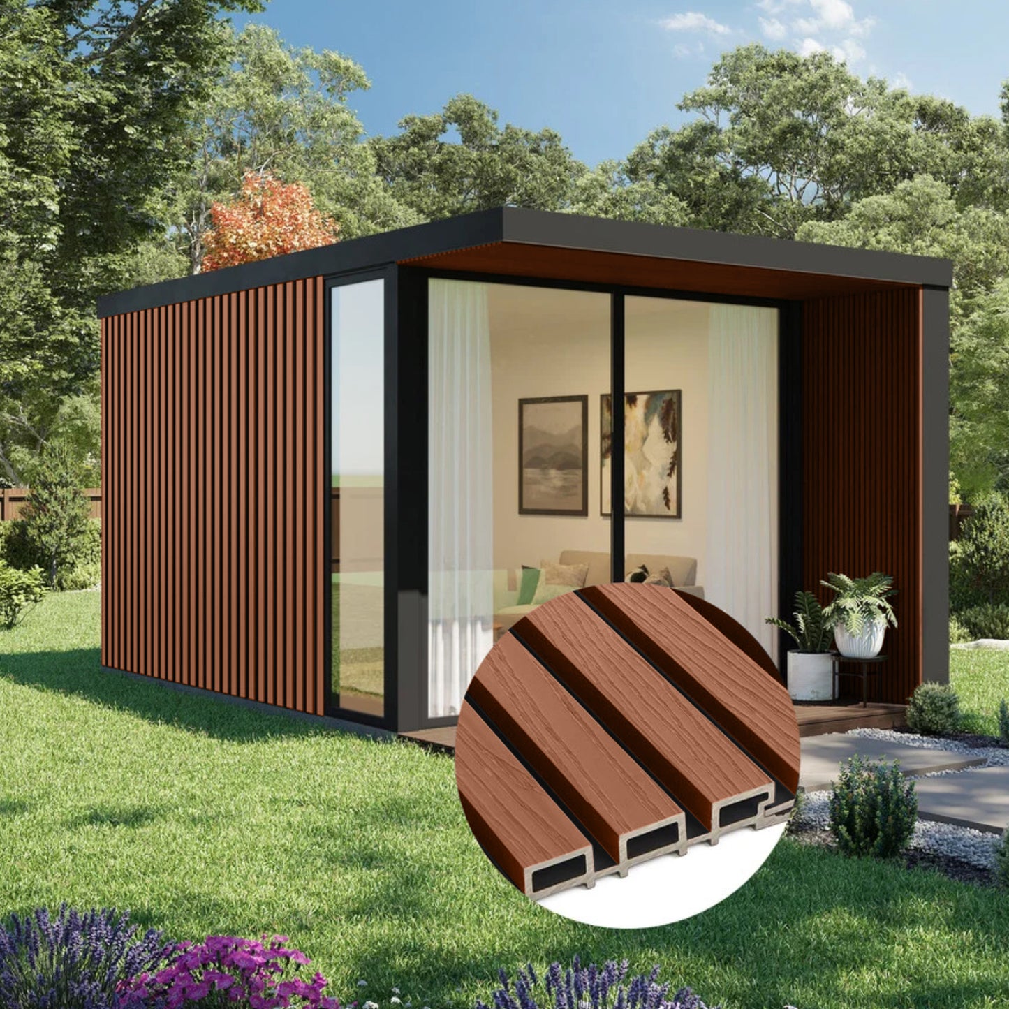 Kunststof Gevelbekleding - Composiet - Deepline Mahonie - 290 x 22 cm - afbeelding 2