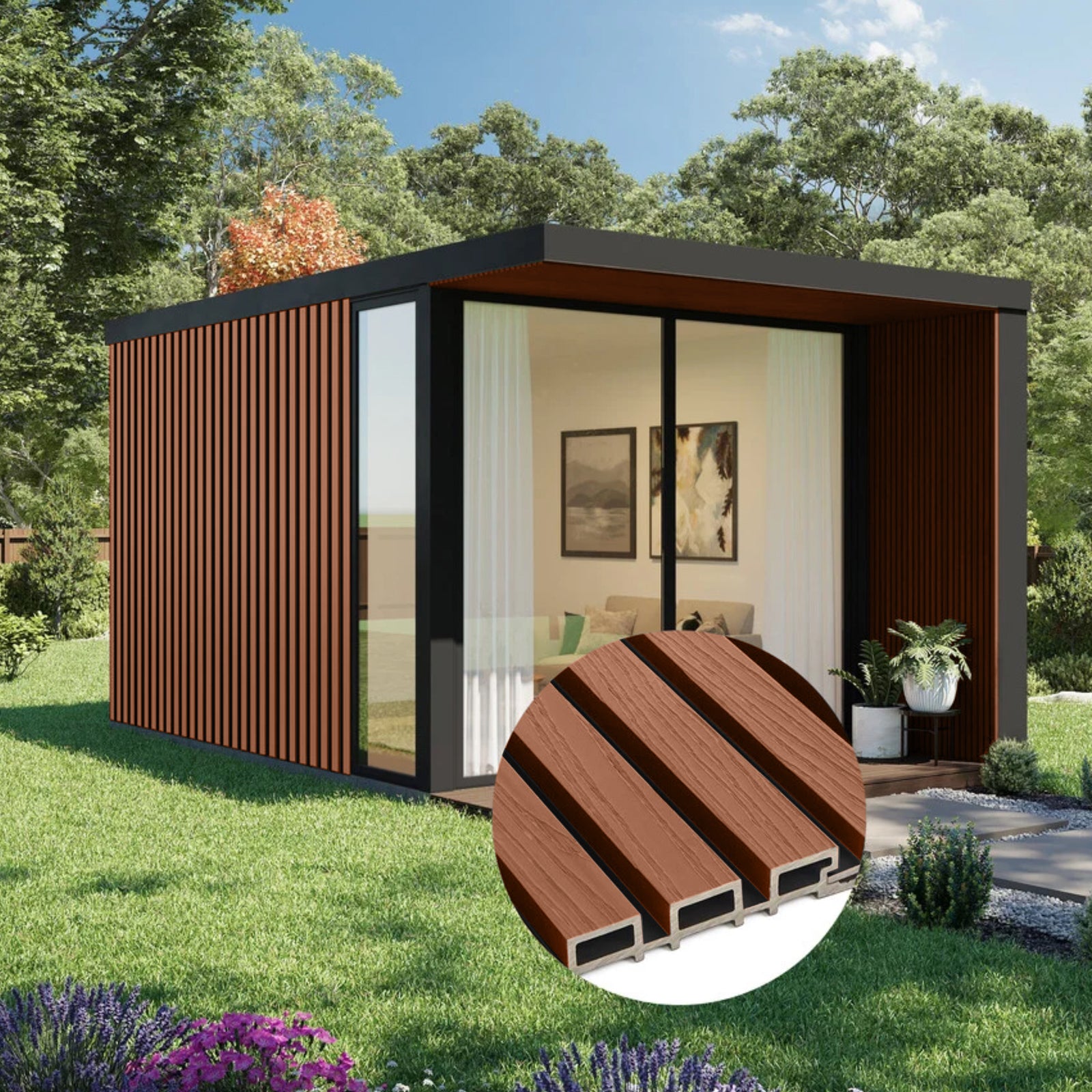 Kunststof Gevelbekleding - Composiet - Deepline Mahonie - 290 x 22 cm - afbeelding 2