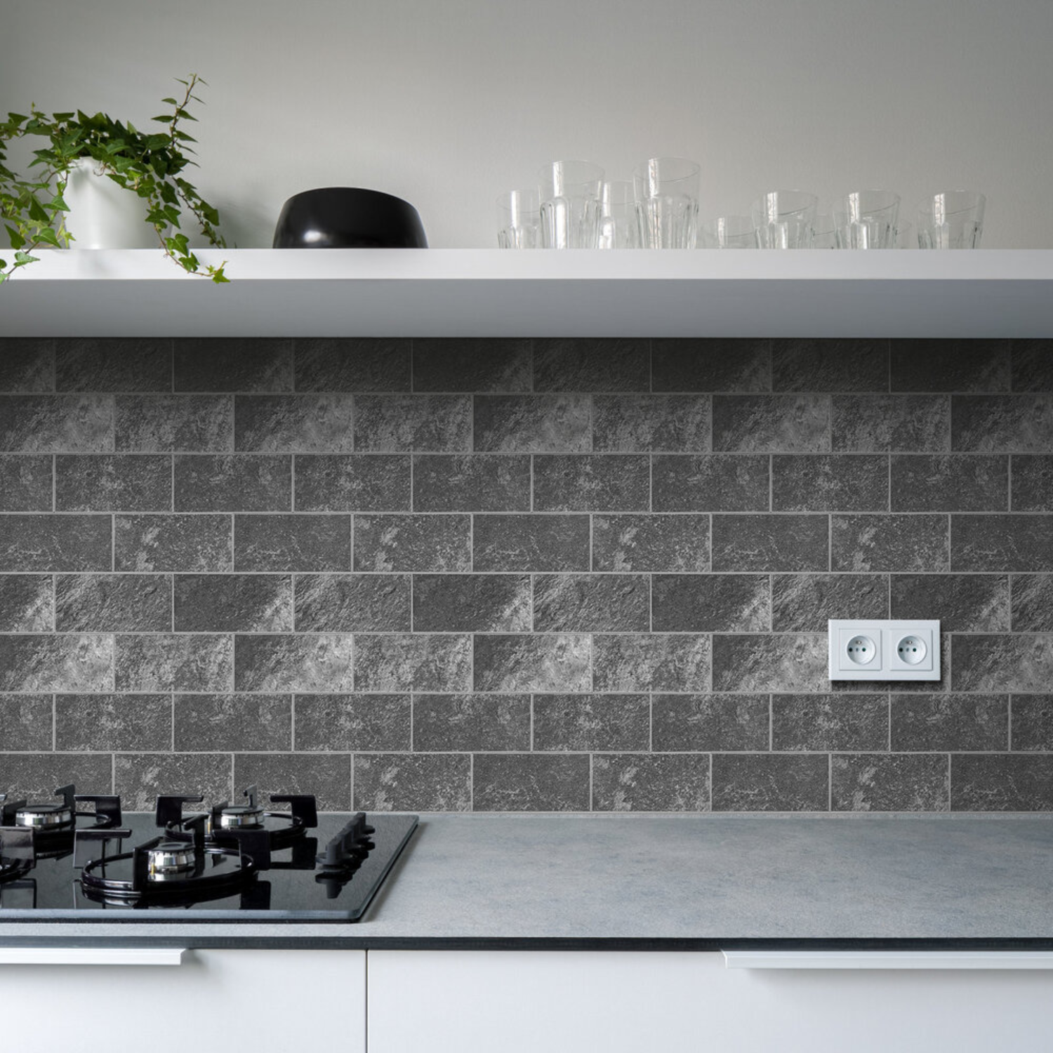 Zelfklevende tegels - Bricked Antraciet - 30,5 x 30,5 cm - afbeelding 2